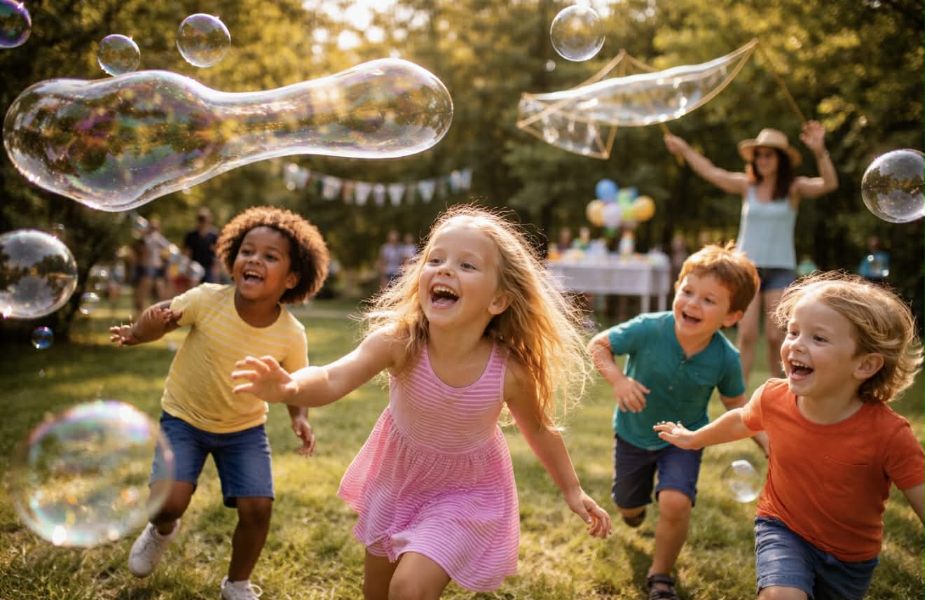 Bubble party entertainment for a kids birthday party in Texas